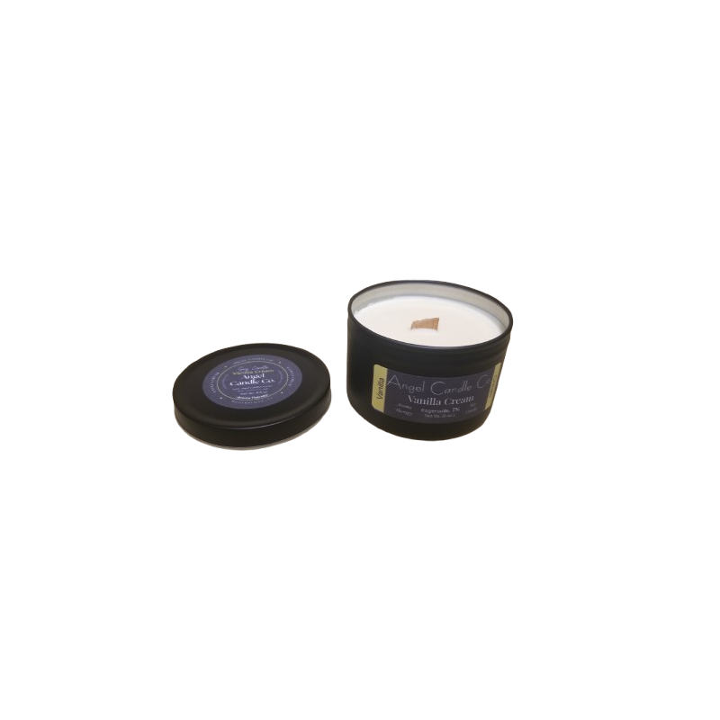 Vanilla Cream - Black Tin - 6.5 oz. - Crackling Wood Wick