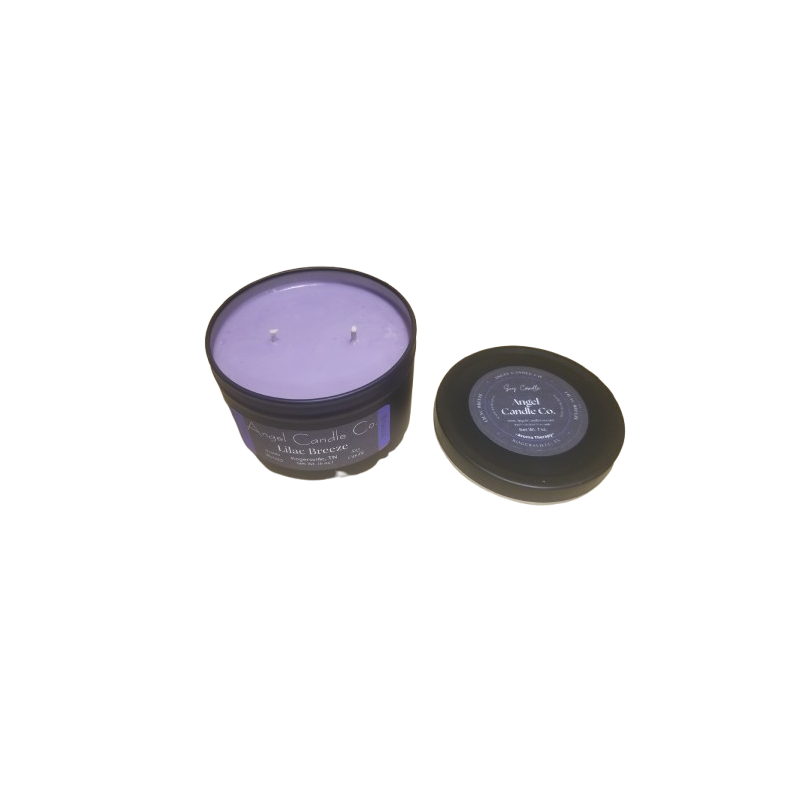 Lilac Breeze - Black Tin - 6.5 oz. - double cotton wick