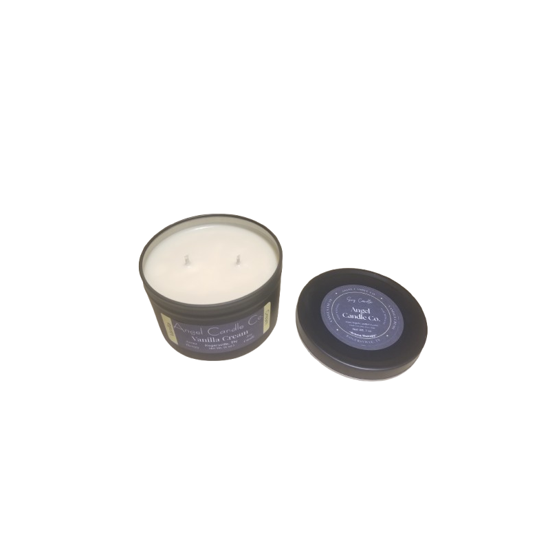 Vanilla Cream - Black Tin - 6.5 oz. - double cotton wick