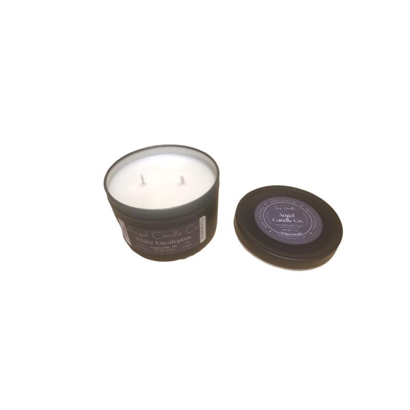 White Eucalyptus - Black Tin - 6.5 oz. - double cotton wick